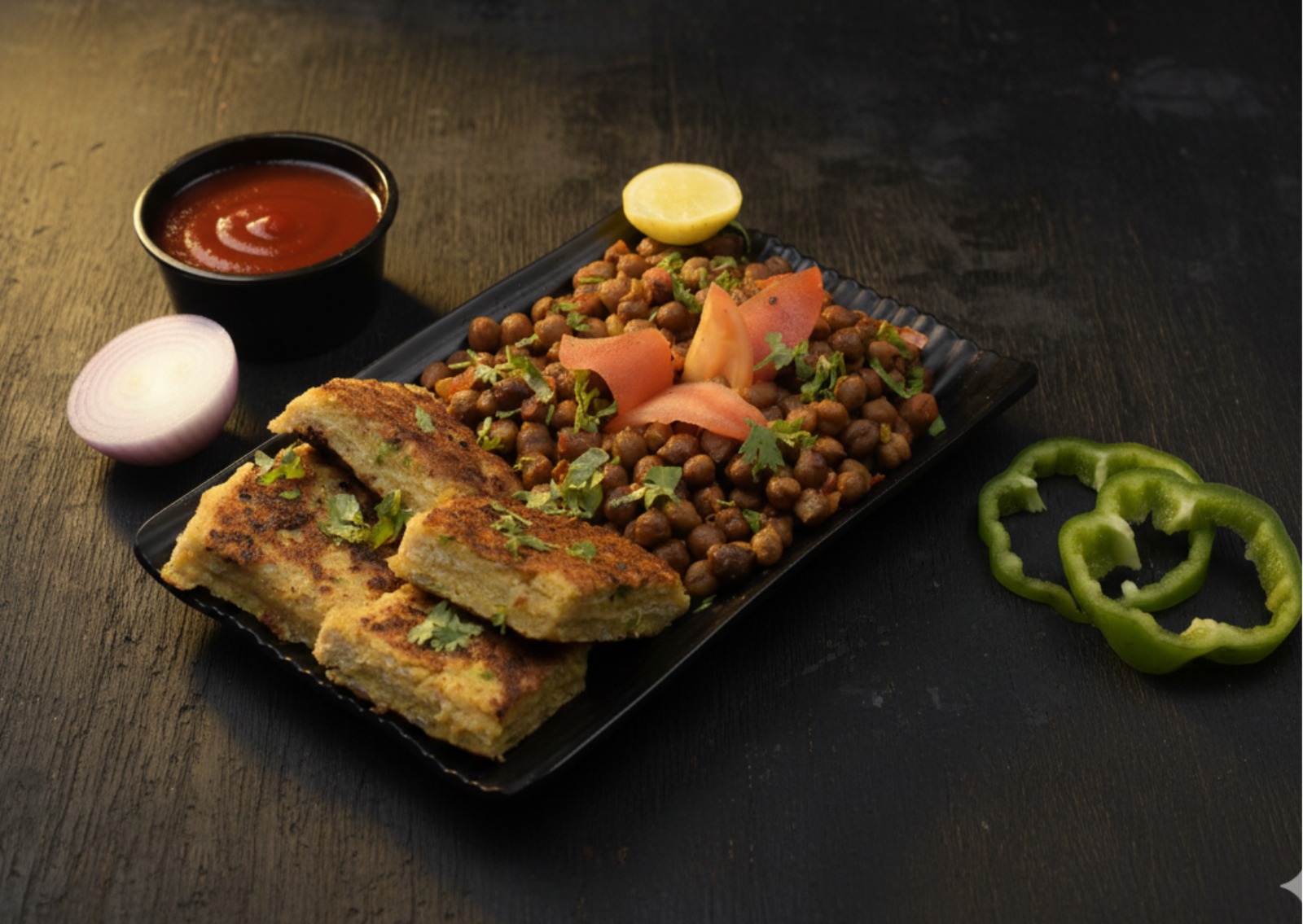 Chatpata chana with Moong dal toast